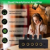 HIFI Stereo Kulaklık Amplifikatörü Stüdyo Kayıt Monitörü Kulaklık Amplifikatörü 4 Kanal Mini Amplifikatör RGB Işık Efekti
