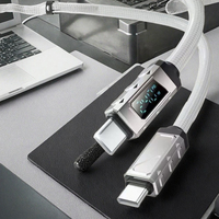Kabel pengisian daya Super cepat, Earphone kamera untuk ponsel, ponsel, laptop, kepang nilon, kabel pengisian Super cepat, USB-C tipe-c 5A, tampilan Digital 240W 1.5m