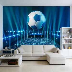Papier peint mural de football pour les passionnés de football, décoration murale pour salon, chambre à coucher, chambre de garçons, toile murale terrain de football - Product Image 1