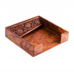 Organisateur de bureau en bois sculpté, plateau à papier fait main, porte-documents rustique avec motif floral pour la maison et le bureau - Product Image 6