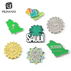 UAE Hard Soft Enamel Lapel Pin โลโก้สีที่กำหนดเองโลหะแม่เหล็กซาอุดิอาระเบีย