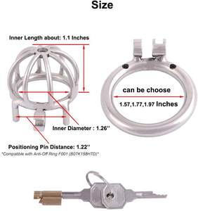 सुपर छोटे हाइपोएलर्जेनिक स्टेनलेस स्टील पुरुष शुद्धता उपकरण हटाने योग्य कैथीटर, स्टील्थ सुविधाजनक लॉक कॉक पिंजरे - Product Image 6