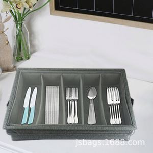 Boîte de rangement portable pour couverts, design amovible pour couteaux, fourchettes et cuillères, pliable pour un transport facile - Product Image 4
