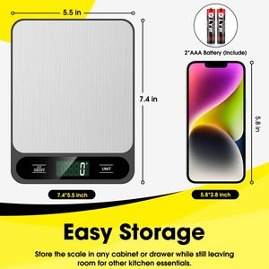 Smart High Accuracy <b>5kg</b> Digital Electronic Kitchen Food <b>Weight</b> Scale LCD Battery Powered with Lid ABS Stainless Steel - Product Image 3