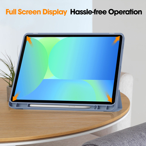 Funda para tableta inteligente con soporte tipo folio <span class=keywords><strong>de</strong></span> cuero PU <span class=keywords><strong>de</strong></span> tres pliegues, funda trasera <span class=keywords><strong>de</strong></span> silicona suave para Samsung Galaxy Tab S10 FE/S9 FE con portalápices - Product Image 4