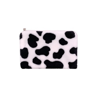 Portefeuille taille personnalisée, petit carré coréen mignon motif vache à lait dessin animé, pochette à monnaie en peluche avec fermeture à glissière pour les filles