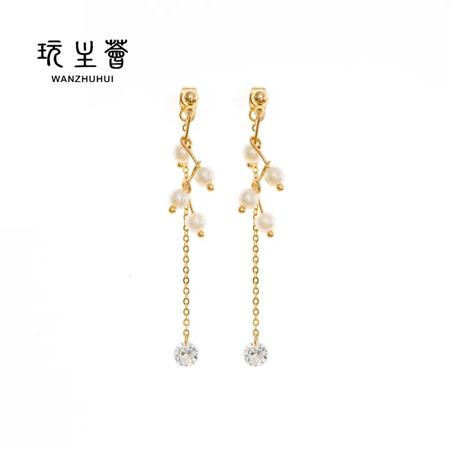 Moderna donne di stile lunga collana di perle del pendente di goccia della nappa orecchino