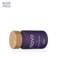 Flacons en verre rose, violet et noir de 60 ml, 100 ml, 120 ml, 150 ml avec couvercle en bambou, boîte d'expédition, capsules en papier kraft