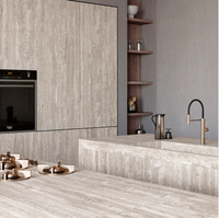 Travertin gris argenté naturel, travertin populaire pour la décoration intérieure, comptoir