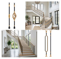 Vente en gros de balustres d'escalier en cristal doré Mg-Aluminium de luxe, style moderne européen, pour villa, escalier intérieur décoratif, livraison rapide