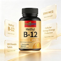 Tabletas Masticables de Metil B12 1000mcg OEM, Extra Fuertes, Bioactivas, Metilcobalamina para Apoyo Energético Celular, Veganas, 100 Unidades