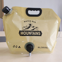 Sac de stockage d'eau pliable de 8 L de qualité alimentaire, imprimé en héliogravure, conteneur portable d'urgence pour boissons gazeuses avec robinet pour la randonnée