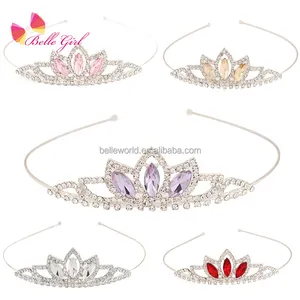 BELLEWORLD Kids party hair accessories silver plated alloy lovely tiaras birthday crystal princess tiara crown for girls