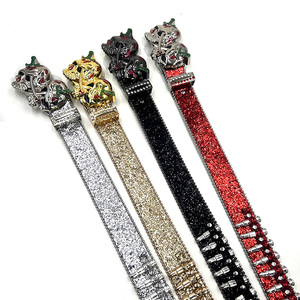 Cintura alla Moda in Stile <span class=keywords><strong>Punk</strong></span> <span class=keywords><strong>Rock</strong></span> Y2K con Fibbia a Forma di Proiettile e Teschio in Lega, Glitter e Strass - Product Image 4