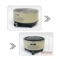 Barbecue à gaz portable moderne en acier avec brûleur unique, gril à charbon de bois rond en fonte de 11,6 pouces pour camping, camping-car, yacht