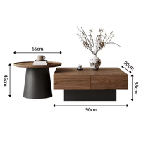 Table basse en bois au design rétro moderne avec rangement simple, style mi-ancien durable, petite table centrale haut de gamme créative