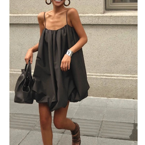 2025 été français élégant noir lâche fronde robe pour femmes - Product Image 1