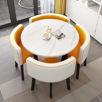 Ensemble de table à manger extensible en marbre de luxe moderne avec 4 chaises, 6 places, durable et écologique pour appartement et usage domestique