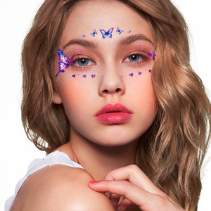 Autocollants de tatouage temporaire pour le visage, design tendance, longue durée, imperméables, pailletés, effet taches de rousseur, personnalisés et de qualité supérieure - Product Image 2