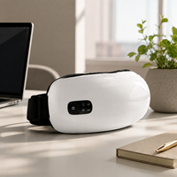 Masseur oculaire chauffant portable avec compression d'air, compresse chaude, vibration et musique sans fil, blanc, pour les yeux fatigués à la maison