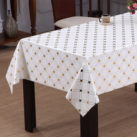 Nappe en PVC RNPT avec imprimé rayé damassé doré orné et support en tissu pour tables à manger
