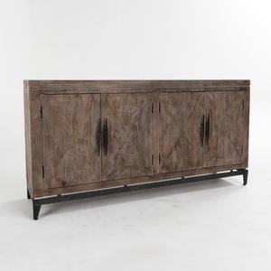 Aparador de Madera Vintage Francés con 4 Puertas, Base de Metal, Mueble Buffet de Madera - Product Image 1