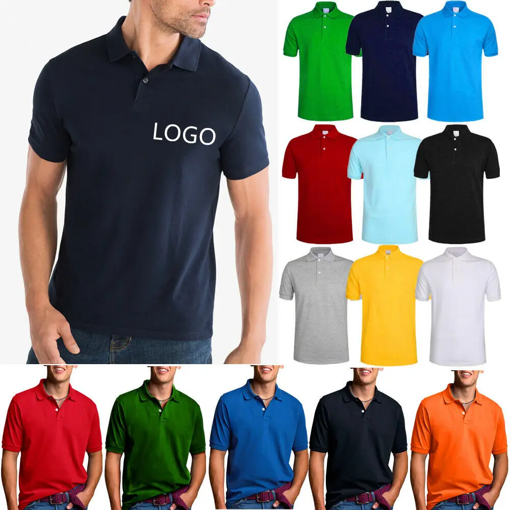 Polo Shirt Pria, Logo Kustom Poliester Cepat Kering Kualitas Tinggi Fit Kering Bernafas Golf Polo Shirt