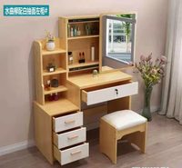 Table de maquillage moderne minimaliste avec miroir éclairé et armoire de rangement intégrée, petite coiffeuse de luxe légère pour chambre à coucher