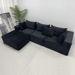 Canapé modulaire en forme de L, chaise longue, canapé en bloc de tofu, simplicité moderne, revêtement en flanelle de tissu compressé - Product Image 1