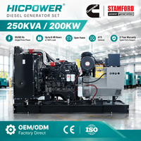 Groupe électrogène diesel industriel Cummins 6LTAA8.9-G2 de 200 kW 250 kVA à châssis ouvert, norme Stage V, pour usine, exploitation minière, OEM, ODM, vente en gros