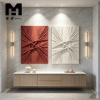 Decoración para el Hogar, Arte Mural de Tela Texturizada 3D de 2 Paneles, Lienzo Abstracto con Nudos, Pintura Hecha a Mano, Cuadro para Sala de Estar, Enmarcado