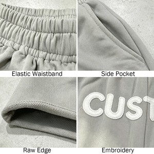 Men 400GSM Heavy French Terry Shorts Custom 3D Puff Embroidery Vintage Wash Raw <b>Edge</b> Baggy Hip Hop Streetwear Sweat Shorts - Product Image 2