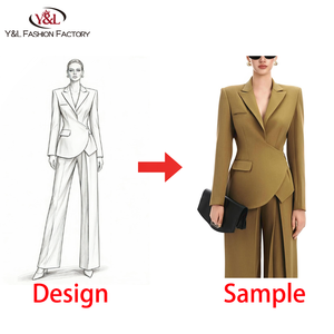 Costume de bureau pour femme sur mesure OEM ODM de haute qualité, ensemble de <span class=keywords><strong>blazer</strong></span>, laine/polyester, anti-rides, respirant, costume d'affaires - Product Image 1