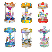 Carrousel de parc d'attractions intérieur extérieur à monnayeur Petit champ de foire Merry Go Round Kids 6 Seats Carrousel Horse for Children