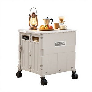 Conteneurs de rangement de cuisine multifonctionnels pliables à 4 roues avec poignée télescopique en PP, écologiques - Product Image 1