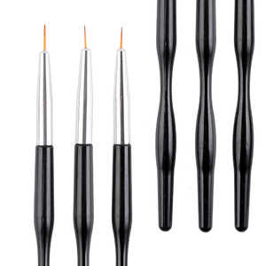 Ensemble de pinceaux à ongles avec manche en plastique noir, 3 tailles, poils en nylon, pour dessin, liner, peinture, outil de manucure en salon - Product Image 4