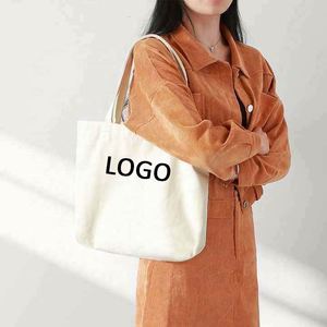 Eco-Friendly Solid Color Reusable Custom Shopping Tote Cotton Canvas <b>Bag</b> with Custom Printed Logo-Wholesale - Product Image 6