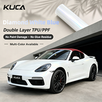Film vinyle TPU KUCAI blanc diamant bleu, imperméable, auto-adhésif, pour la décoration de carrosserie de scooter, moto, accessoires de voiture, 1,52*15M/rouleau