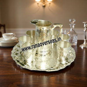 Ensemble de citronniers vintage en laiton gravé, écologique, avec 6 verres, 1 carafe de 1500 ml et 1 plateau pour boissons et vaisselle - Product Image 3