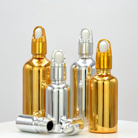 Flacons compte-gouttes en verre doré et argenté brillants de 5 ml, 10 ml, 15 ml, 50 ml, 1 oz, 3 oz pour sérum cosmétique et huiles essentielles