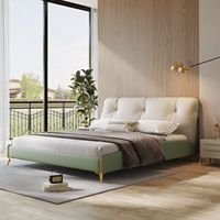 Lit double en cuir véritable en tissu Hi-Tech de luxe Offre Spéciale léger lit queen size moderne dossier haut 1.8m 2m lit king size de mariage