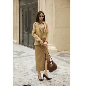 Elegante Falda Midi con Abertura Frontal, Estilo Maxi Estándar, Vietnam, Sólida, Cintura Alta, Elegante / Oficina / Vintage Minimalista KV27 - Product Image 1