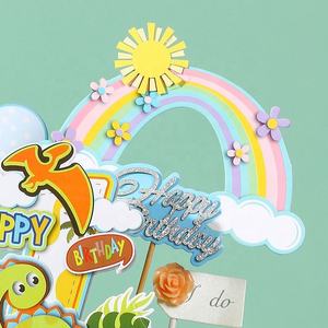 <span class=keywords><strong>Carte</strong></span> de décoration créative arc-en-ciel pour gâteau d'anniversaire de bébé d'un an - Panneau décoratif pour le premier gâteau d'anniversaire de bébé - Product Image 2