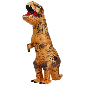 ชุดไดโนเสาร์วันเกิด Suppliers-Air Stuffed Mascot Costume Brown Giant T-Rex Dinosaur Inflatable for Pool Party Decorations Birthday Party Gift for Kids