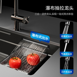 Hango Handmade Black Titanium Nano 304 Stainless Steel Rain Waterfall Single <b>Kitchen</b> <b>Sink</b> Countertop Undermount Set - Product Image 1