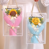 Cadeau de la Saint-Valentin pour les enseignants, fleurs en fil doux faites à la main (tournesols, roses), bouquet de fleurs préservées, boîte en PVC