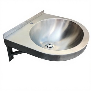 Lavabo Redondo de Acero Inoxidable para Baño, Montado en la Pared, con Desagüe, Acabado Pulido, Diseño Industrial - Product Image 4