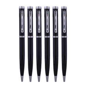 Stylo à bille rotatif en métal noir mat de luxe avec logo personnalisé pour slogan d'entreprise - Stylo promotionnel sportif - Product Image 4