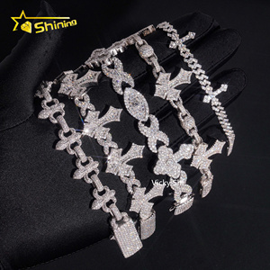 <span class=keywords><strong>Bracciale</strong></span> a Croce Moissanite Iced Out di Tendenza, Gioielli Hip Hop Personalizzati in <span class=keywords><strong>Argento</strong></span> 925 per Uomo e Donna, Ideale per l'Uso Quotidiano - Product Image 3