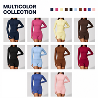 Ensembles de yoga pour femmes OEM, vêtements de sport à manches longues, shorts de fitness et de course, ensemble veste de yoga à marque privée
